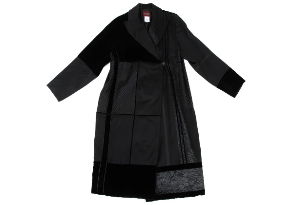 KENZO Mixed-material Patchwork Coat K-168044_002