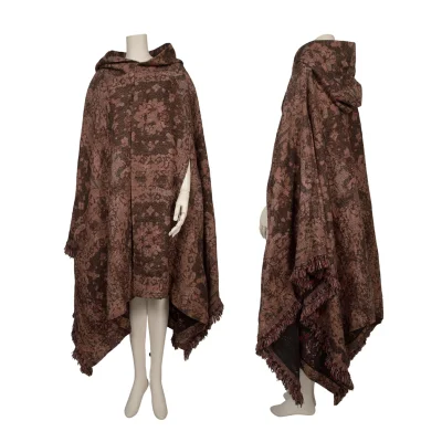 Y's Persian Pattern Jacquard Hooded Poncho