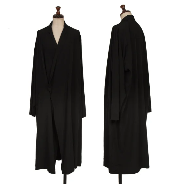 Y's Crepe de Chine Shawl Collar Coat Black 2 K-168050_001
