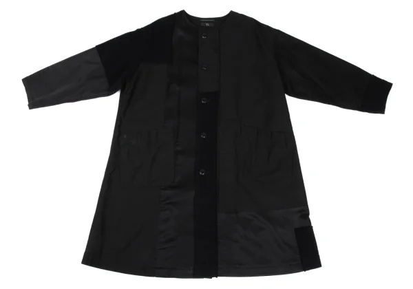 Y's Patchwork No Collar Cotton Coat K-168051_002