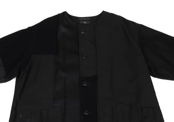 Y's Patchwork No Collar Cotton Coat K-168051_003