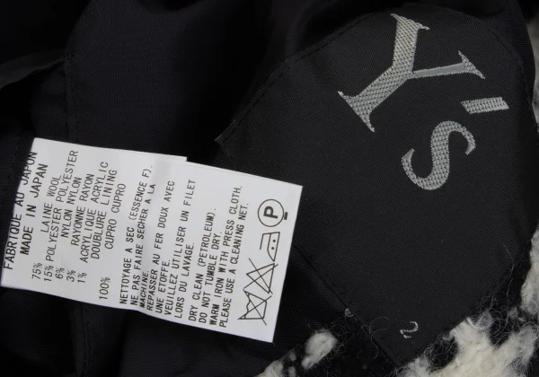 Y's Wool Blend Houndstooth Knit Jacket K-168055_012