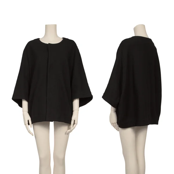 Y's Wool Snap Button Top Black 2 K-168056_001