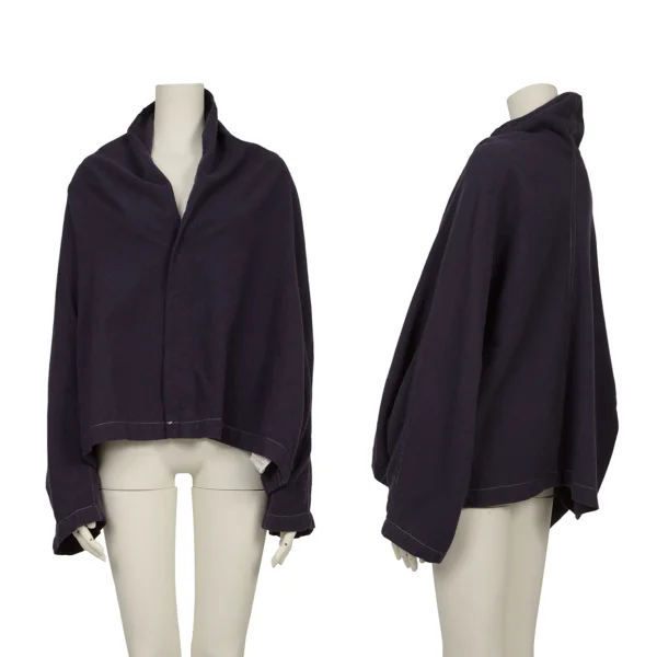 ワイズY's ウール混スナップボタンワイドシルエットブラウス 紫2