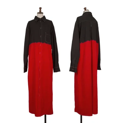 Y's Wool Gaba Back Open Dyed Gradient Shirt Dress