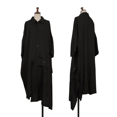 Y's Detachable Hem Asymmetrical Short Sleeve Shirt Dress