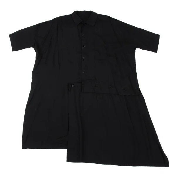 Y's Detachable Hem Asymmetrical Short Sleeve Shirt Dress K-168062_002