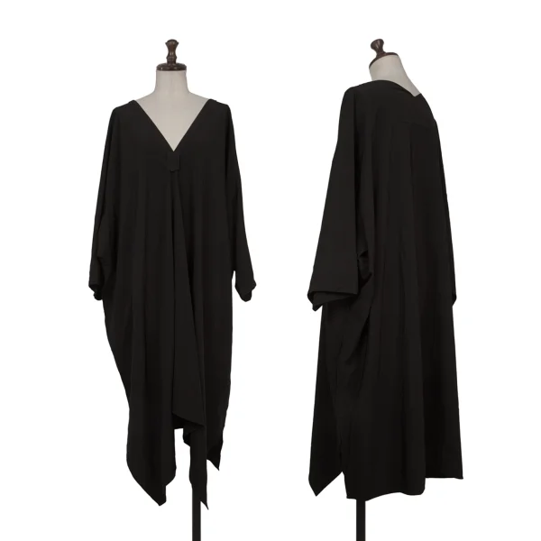 Y's Switching Design V Neck Dress Black 2 K-168063_001