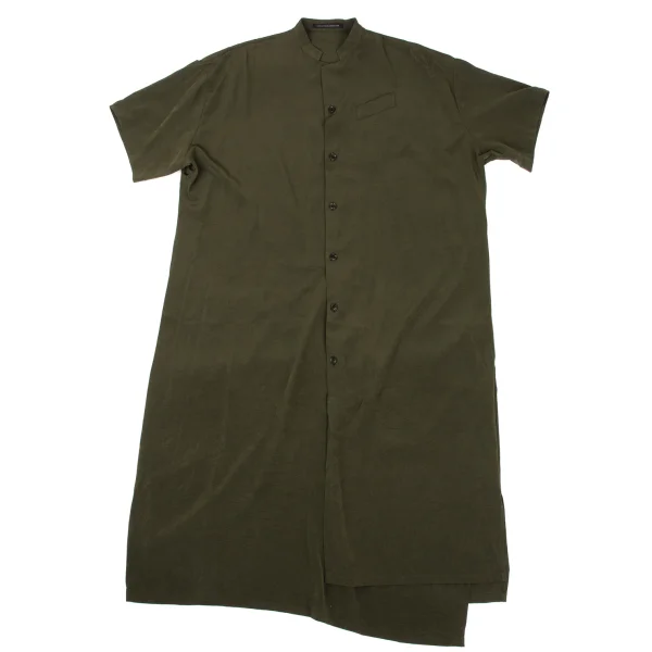 Y's Band Collar Back Patch Pocket Short Sleeve Shirt Dress K-168064_002