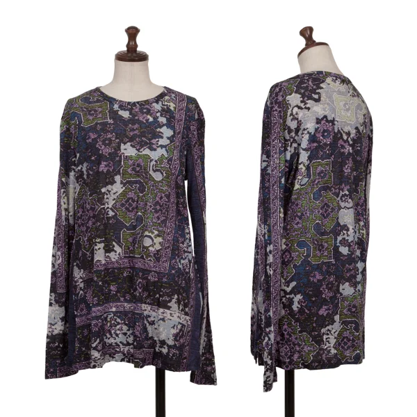 ワイズY's コットングラフィックプリントシアーカットソー 紫他2