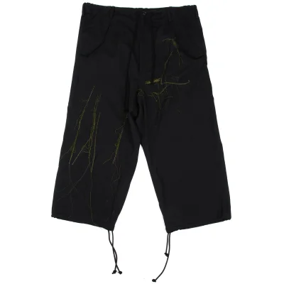 Y's Wool Gabardine Front Embroidery Wide Pants