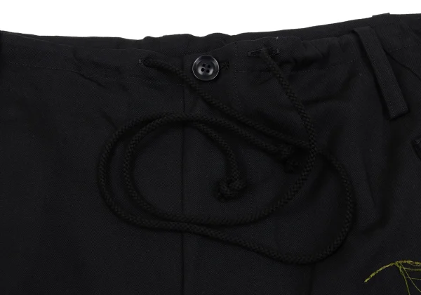 Y's Wool Gabardine Front Embroidery Wide Pants K-168068_003