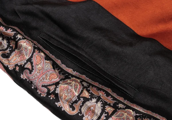 Y's Rayon Paisley Printed Switching Design Wide  Dropped Crotch Pants K-168069_005