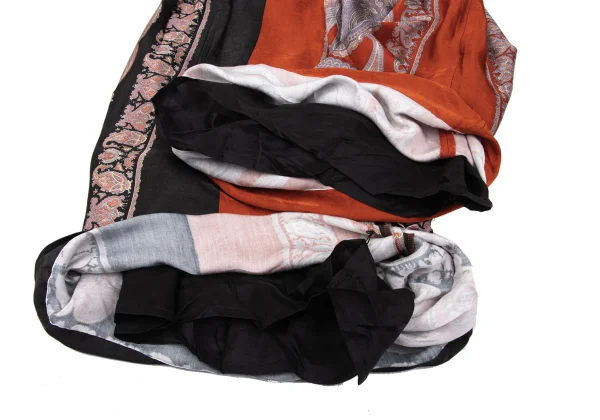 Y's Rayon Paisley Printed Switching Design Wide  Dropped Crotch Pants K-168069_007