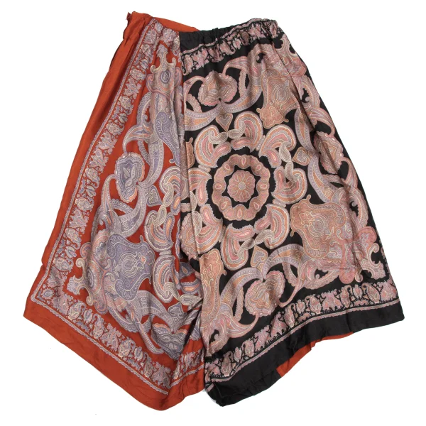 Y's Rayon Paisley Printed Switching Design Wide  Dropped Crotch Pants K-168069_008