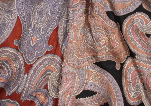 Y's Rayon Paisley Printed Switching Design Wide  Dropped Crotch Pants K-168069_009