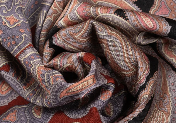 Y's Rayon Paisley Printed Switching Design Wide  Dropped Crotch Pants K-168069_010