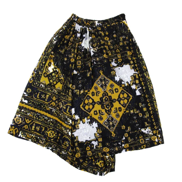 Y's Wool Oriental Printed Asymmetrical Wide Dropped Crotch Pants K-168074_002