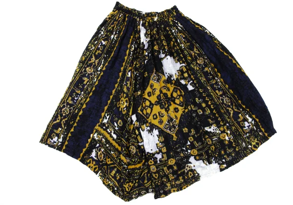 Y's Wool Oriental Printed Asymmetrical Wide Dropped Crotch Pants K-168074_008