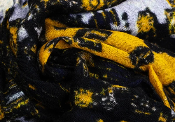 Y's Wool Oriental Printed Asymmetrical Wide Dropped Crotch Pants K-168074_010