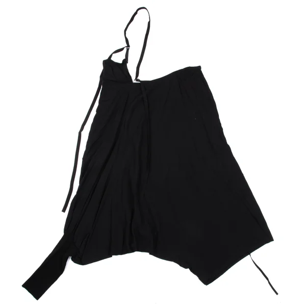 ワイズY's ワンショルダーデザイン裾リブアシンメトリーワイドサルエルパンツ 黒2