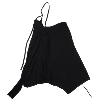 Y's One-shoulder Design Ribbed Hem Asymmetrical Wide Dropped Crotch Pants