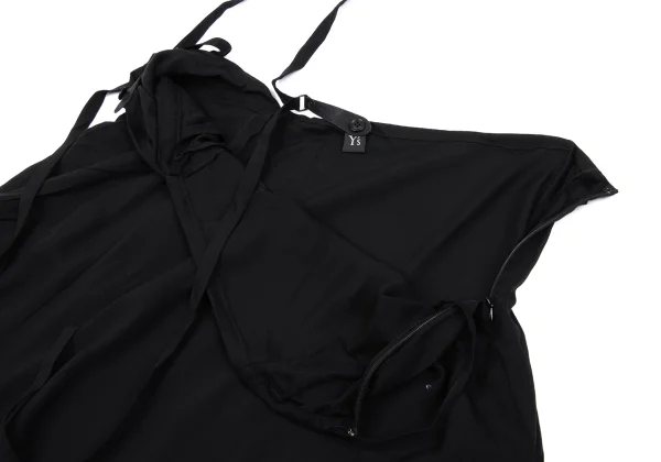 Y's One-shoulder Design Ribbed Hem Asymmetrical Wide Dropped Crotch Pants K-168075_005