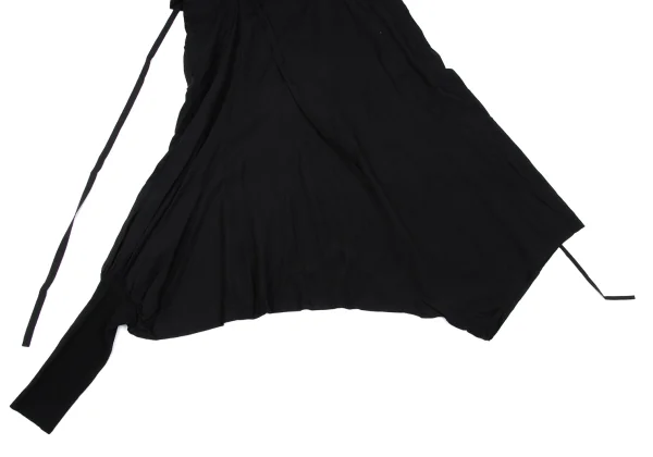 Y's One-shoulder Design Ribbed Hem Asymmetrical Wide Dropped Crotch Pants K-168075_007