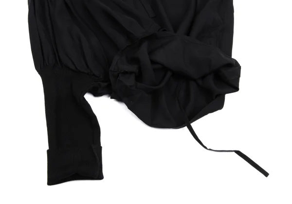 Y's One-shoulder Design Ribbed Hem Asymmetrical Wide Dropped Crotch Pants K-168075_008