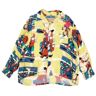 HYSTERIC GLAMOUR Rayon Graphic Printed Open Collar Shirt