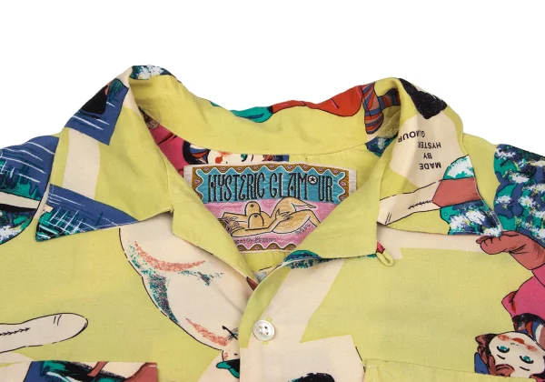 HYSTERIC GLAMOUR Rayon Graphic Printed Open Collar Shirt K-168085_004