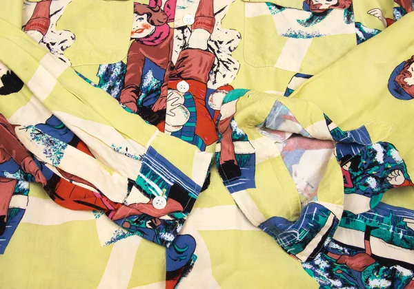 HYSTERIC GLAMOUR Rayon Graphic Printed Open Collar Shirt K-168085_008