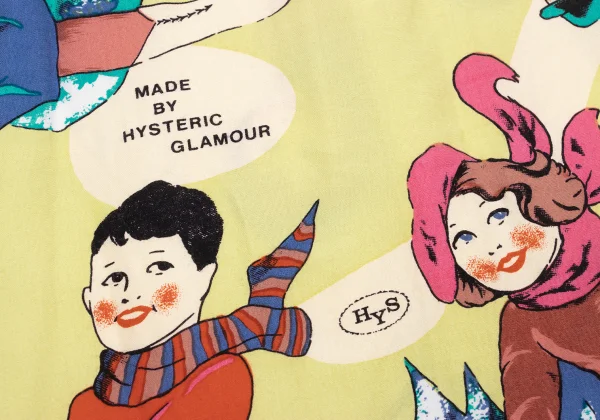 HYSTERIC GLAMOUR Rayon Graphic Printed Open Collar Shirt K-168085_013