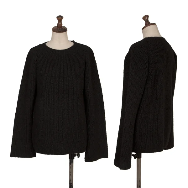 Yohji Yamamoto FEMME Wool Raglan Low Gauge Knit Sweater Black M K-168088_001