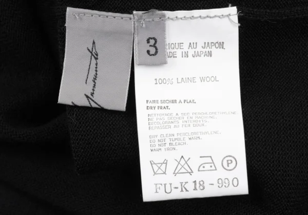 Yohji Yamamoto FEMME Wool Hem Roll Knit Top K-168089_013