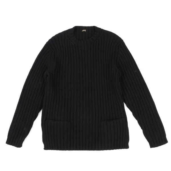 Y's for men Wool Pocket Design Low Gauge Knit Sweater Black S-M K-168091_001