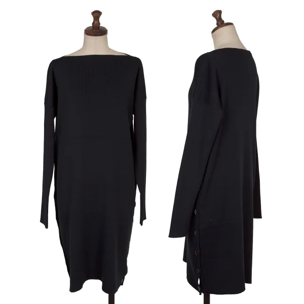 Y's Side Button Wool Knit Tunic Navy S-M K-168097_001