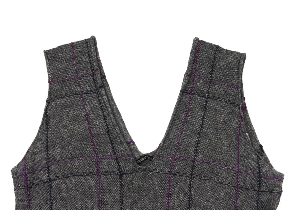 Y's Rayon Linen Plaid Stitch Knit Vest K-168098_003