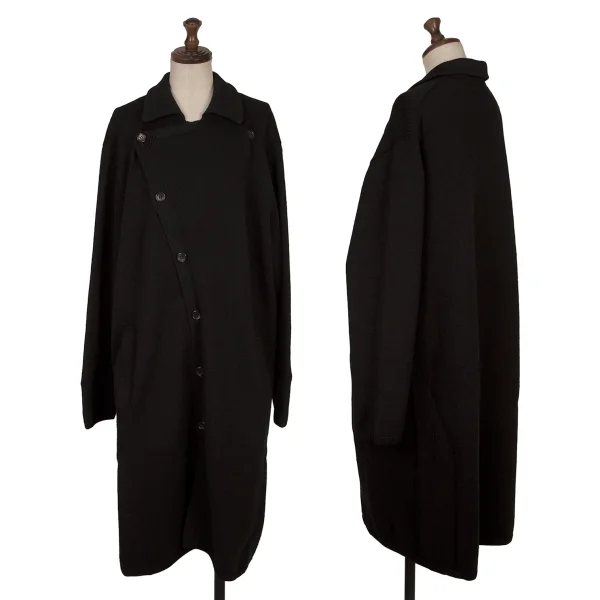 Y's Wool Knit Long Jacket Black S-M K-168103_001