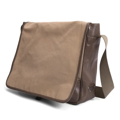PRADA Leather Switching Canvas Messenger Bag