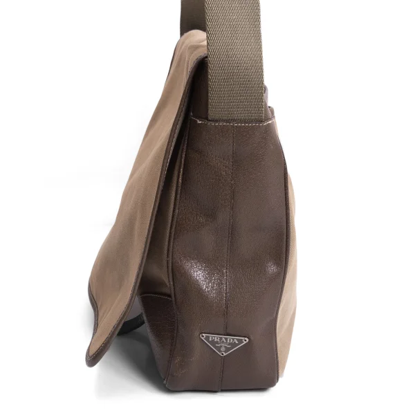 PRADA Leather Switching Canvas Messenger Bag K-168114_003