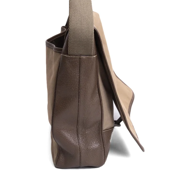 PRADA Leather Switching Canvas Messenger Bag K-168114_005