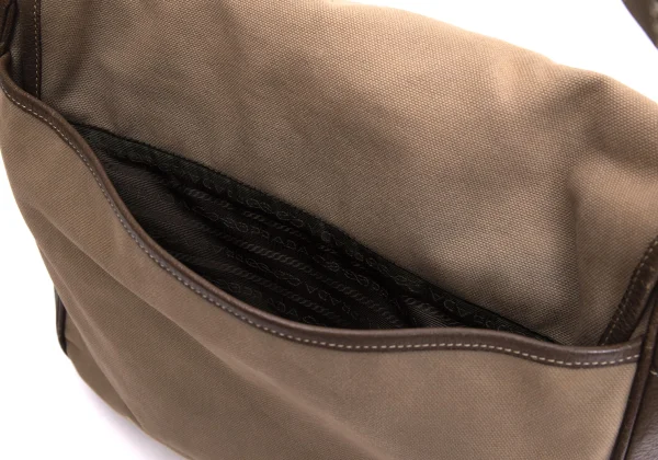 PRADA Leather Switching Canvas Messenger Bag K-168114_008
