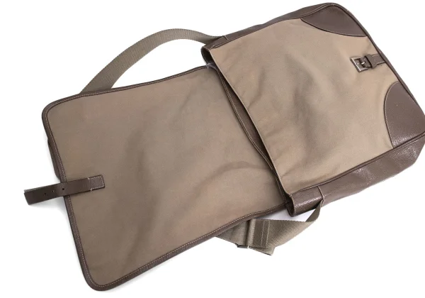 PRADA Leather Switching Canvas Messenger Bag K-168114_016