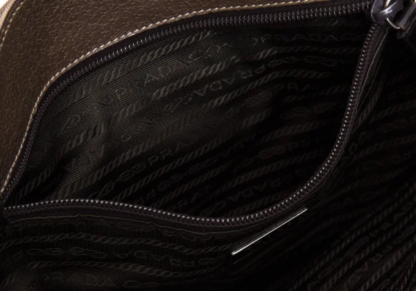 PRADA Leather Switching Canvas Messenger Bag K-168114_019