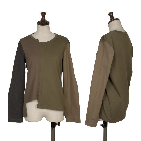 COMME des GARCONS Cotton Switching Design T-shirt Khaki M K-168121_001