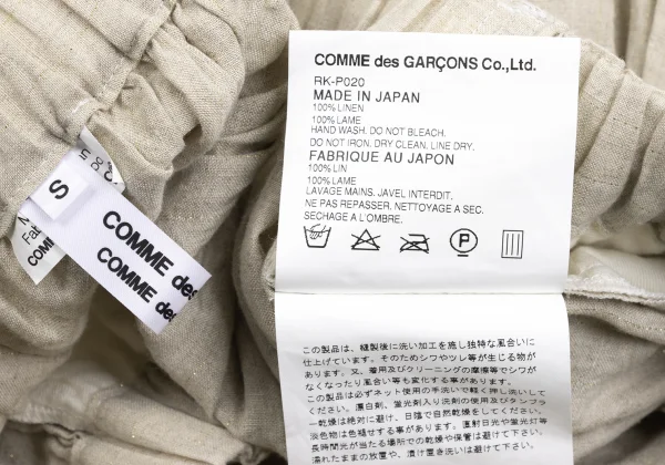 COMME des GARCONS Linen Glitter Pinstripe Gathere Dropped Crotch Pants K-168125_010