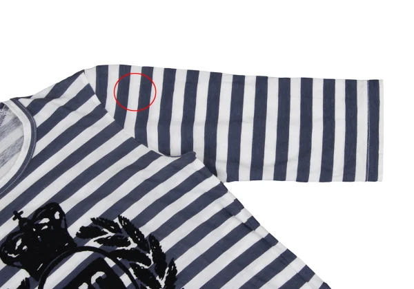 tricot COMME des GARCONS Front Flocked Print Striped 3/4 Sleeve Top K-168128_006