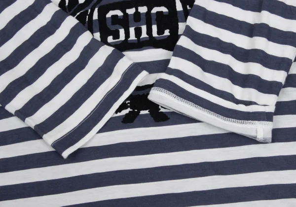 tricot COMME des GARCONS Front Flocked Print Striped 3/4 Sleeve Top K-168128_008