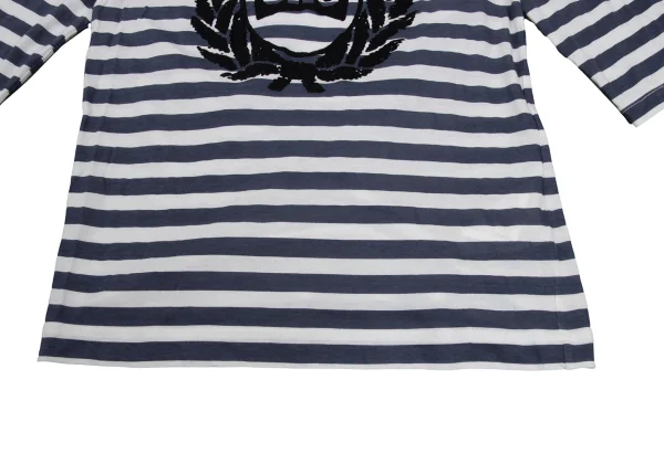 tricot COMME des GARCONS Front Flocked Print Striped 3/4 Sleeve Top K-168128_009